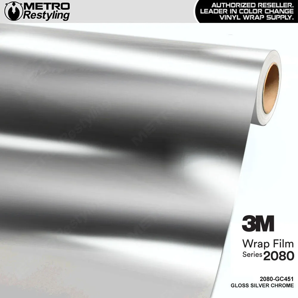 3M 2080 Gloss Silver Chrome Vinyl Wrap | GC451