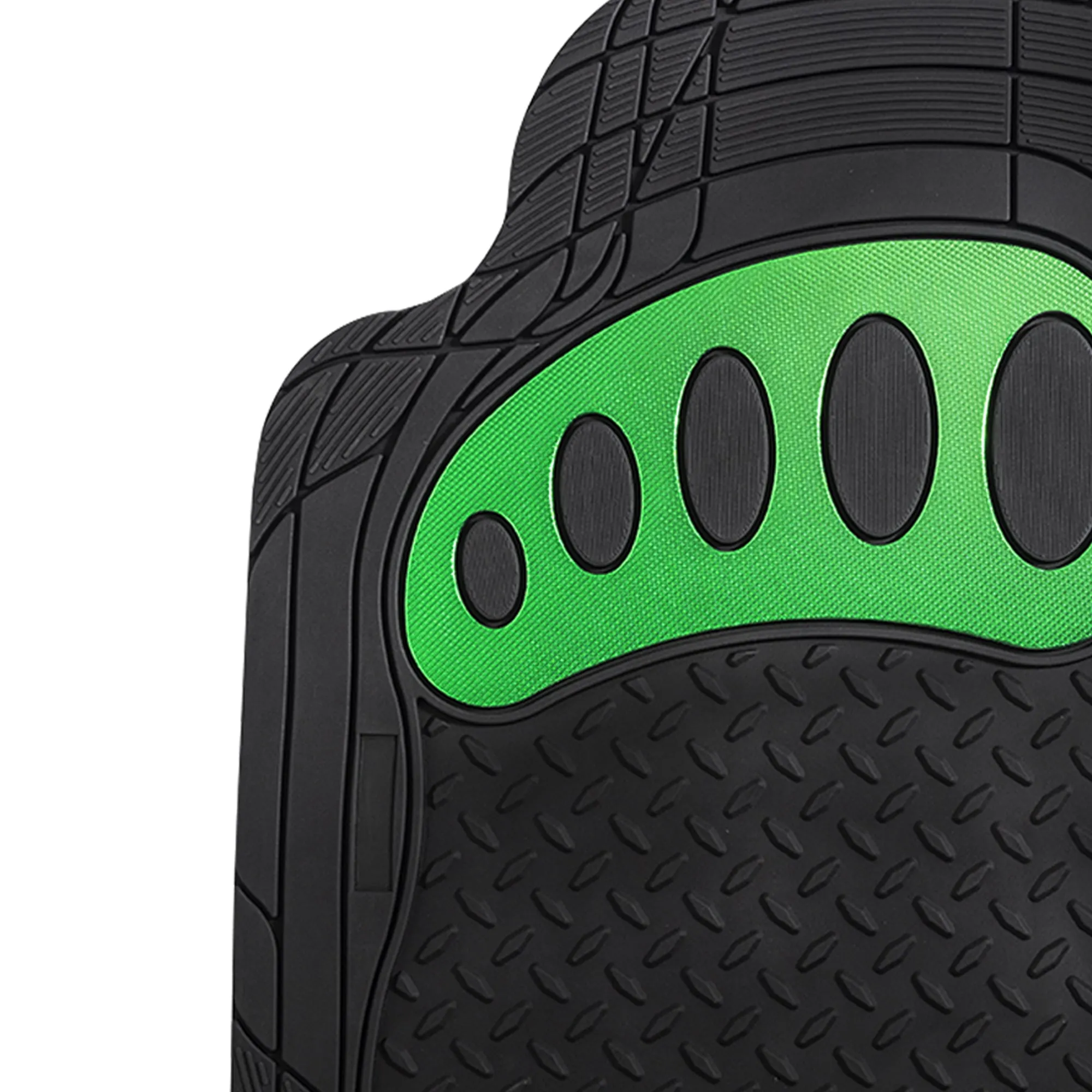 4 Piece Liners Trimmable ClimaProof Non-Slip Vinyl Floor Mats - Full Set Green