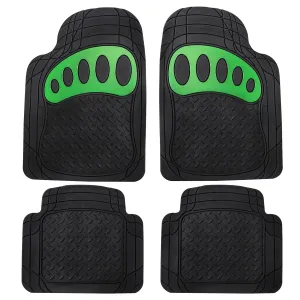 4 Piece Liners Trimmable ClimaProof Non-Slip Vinyl Floor Mats - Full Set Green