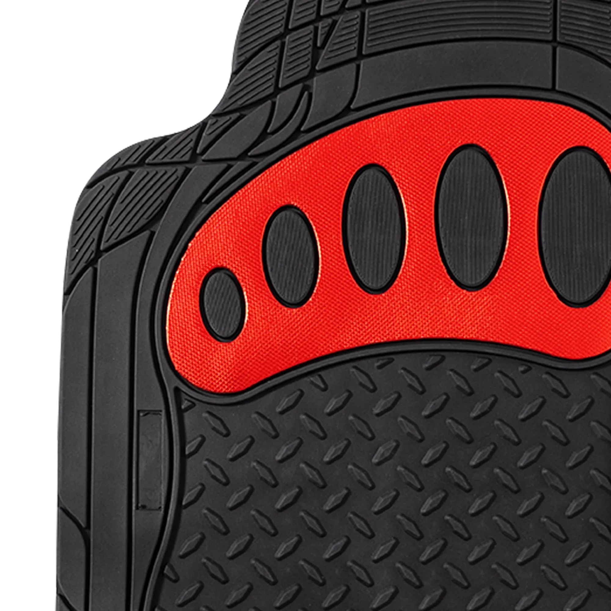 4 Piece Liners Trimmable ClimaProof Non-Slip Vinyl Floor Mats - Full Set Red
