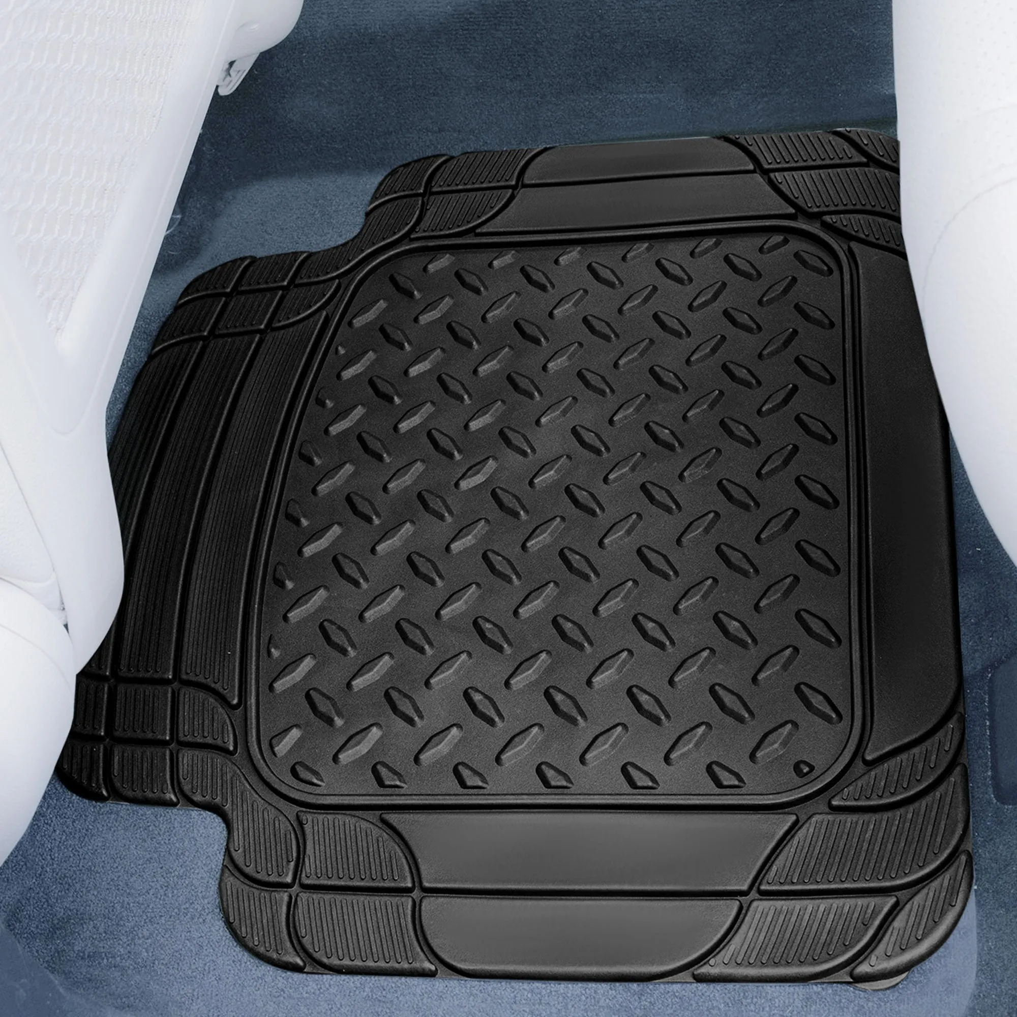 4 Piece Liners Trimmable ClimaProof Non-Slip Vinyl Floor Mats - Full Set Red