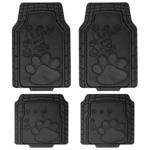 Adorable Paw Print Rubber Floor Mats - Full Set Black