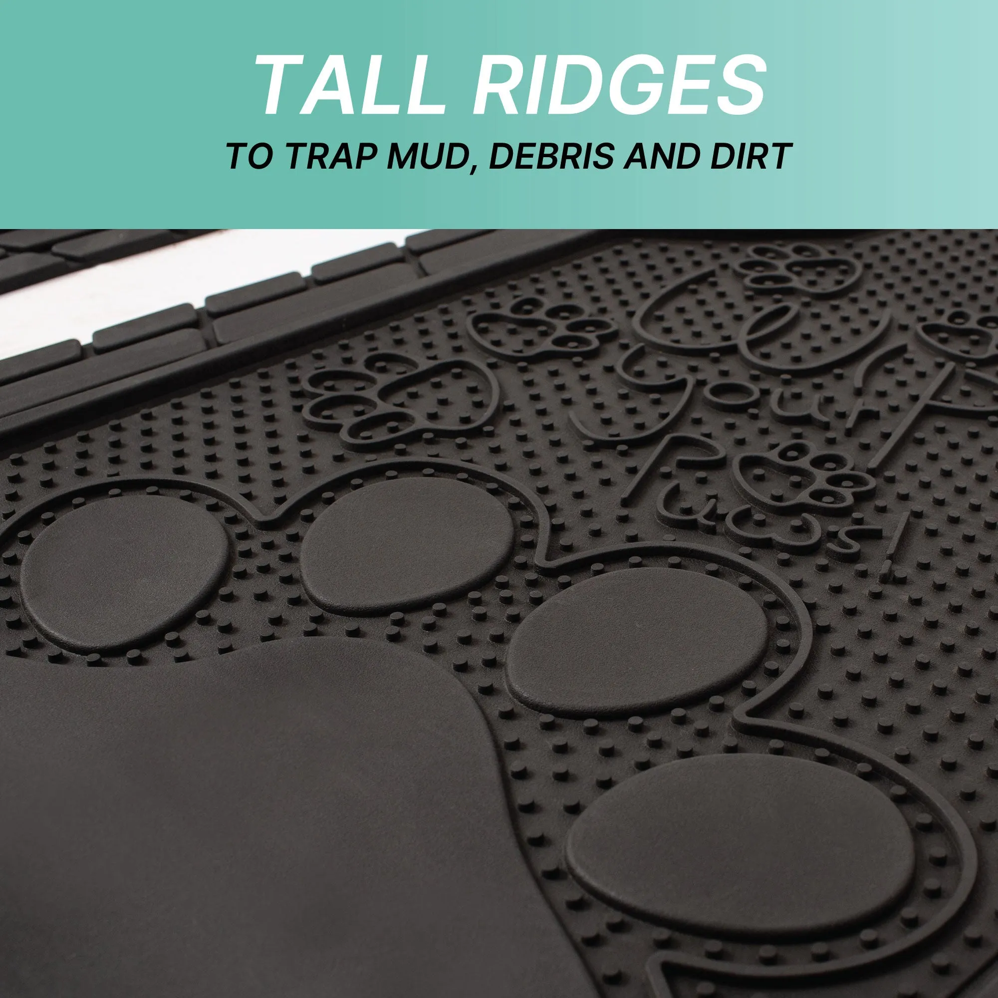 Adorable Paw Print Rubber Floor Mats - Full Set Black