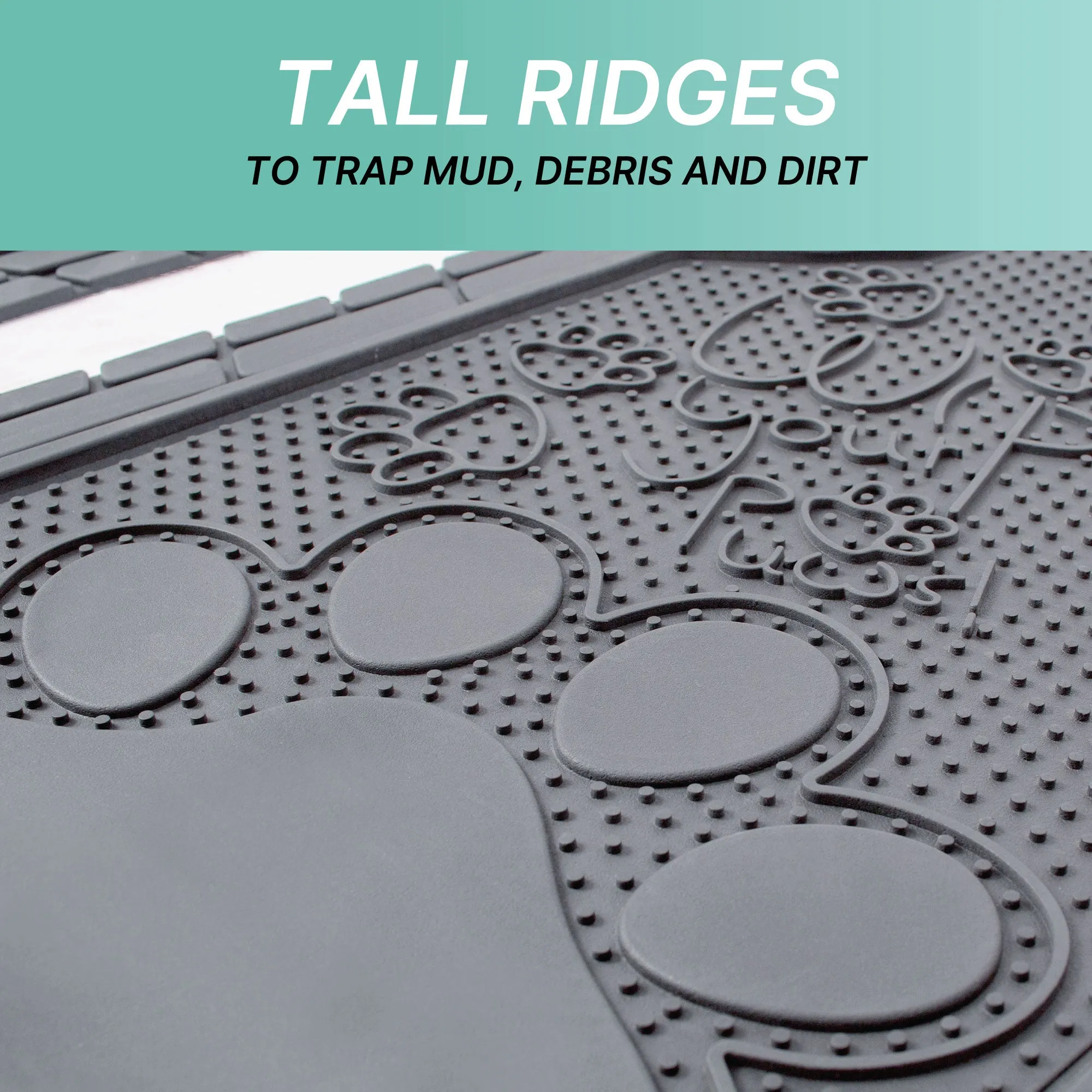 Adorable Paw Print Rubber Floor Mats - Full Set Gray