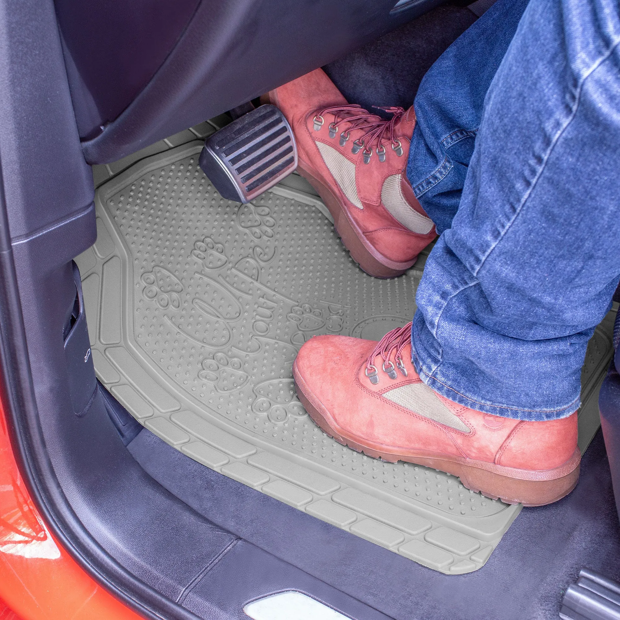 Adorable Paw Print Rubber Floor Mats - Full Set Gray