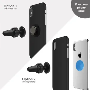 Air Vent Magnetic Phone Car Mount   Suction Cup Ring Holder Black
