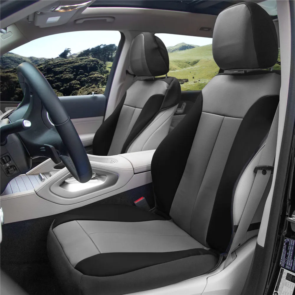Apex90 Superior Faux Leather Car Seat Covers - Front Set Black