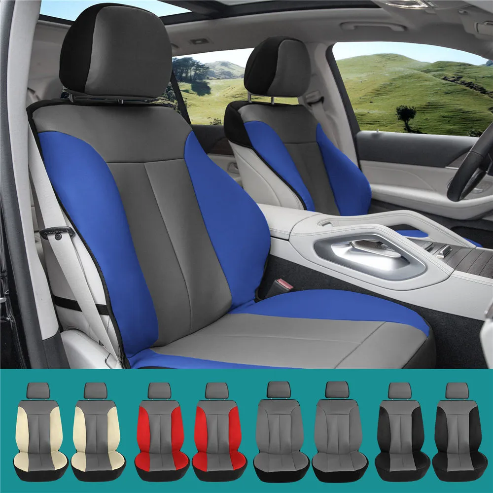 Apex90 Superior Faux Leather Car Seat Covers - Front Set Black