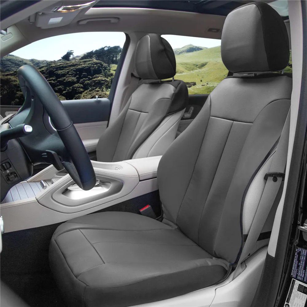 Apex90 Superior Faux Leather Car Seat Covers - Front Set Gray