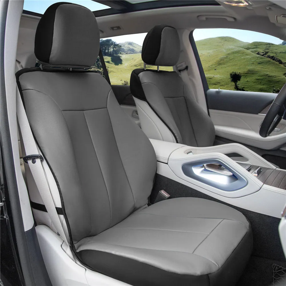 Apex90 Superior Faux Leather Car Seat Covers - Front Set Gray