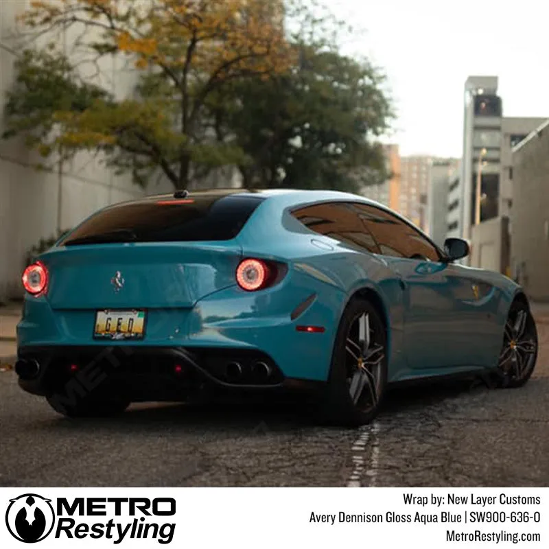 Avery Dennison SW900 Gloss Aqua Blue Vinyl Wrap | SW900-636-O