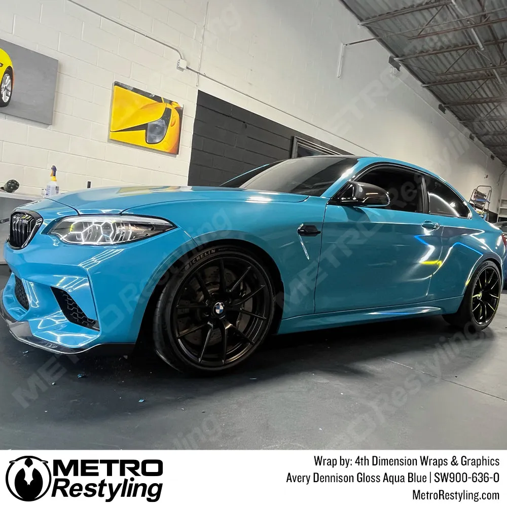 Avery Dennison SW900 Gloss Aqua Blue Vinyl Wrap | SW900-636-O