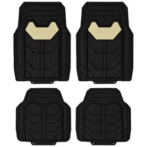Bold Geometric Car Floor Mats - Full Set Beige