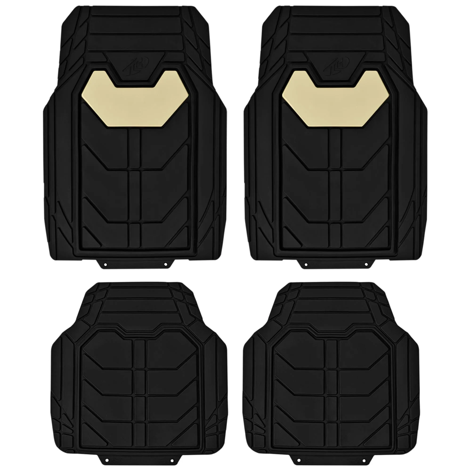 Bold Geometric Car Floor Mats - Full Set Beige