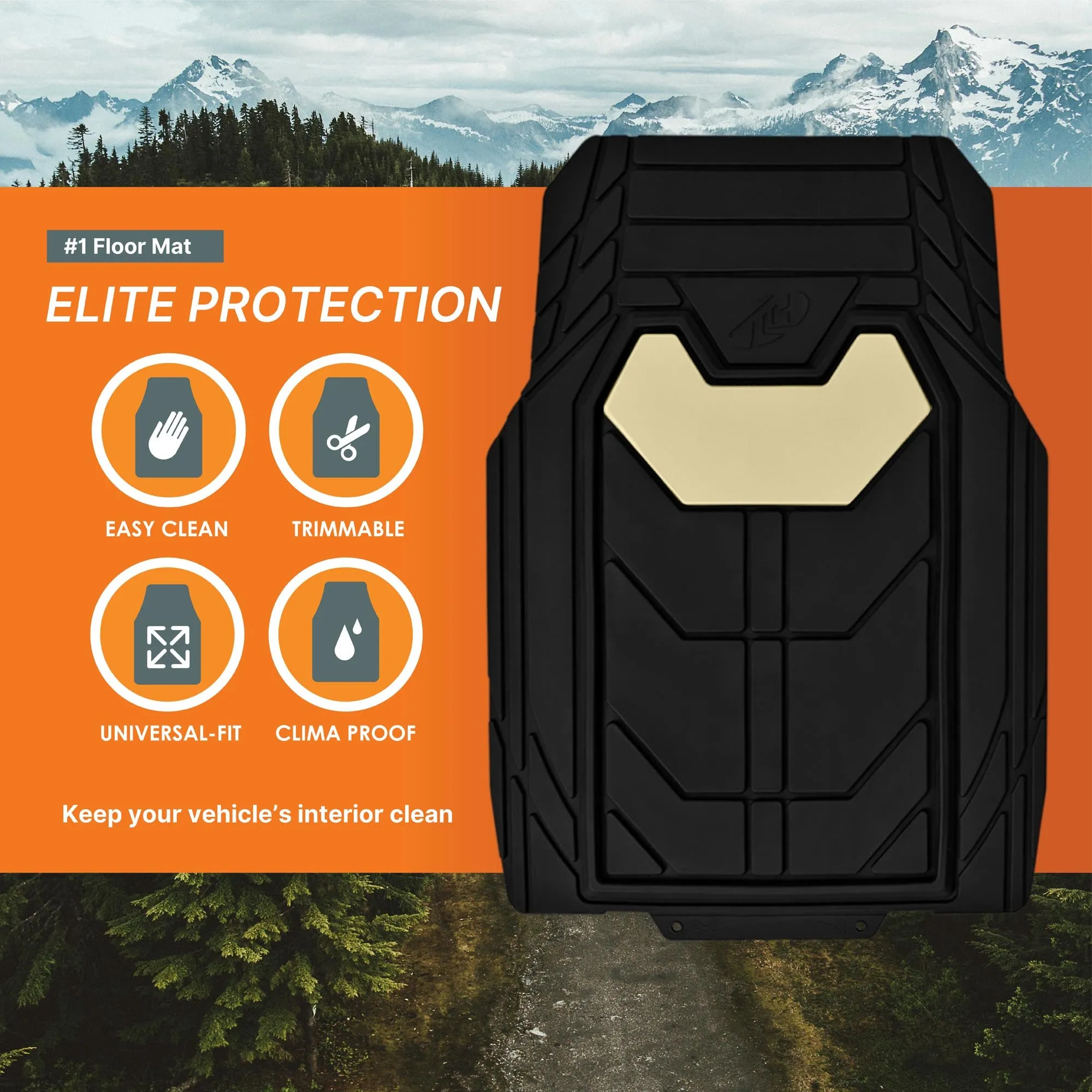 Bold Geometric Car Floor Mats - Full Set Beige