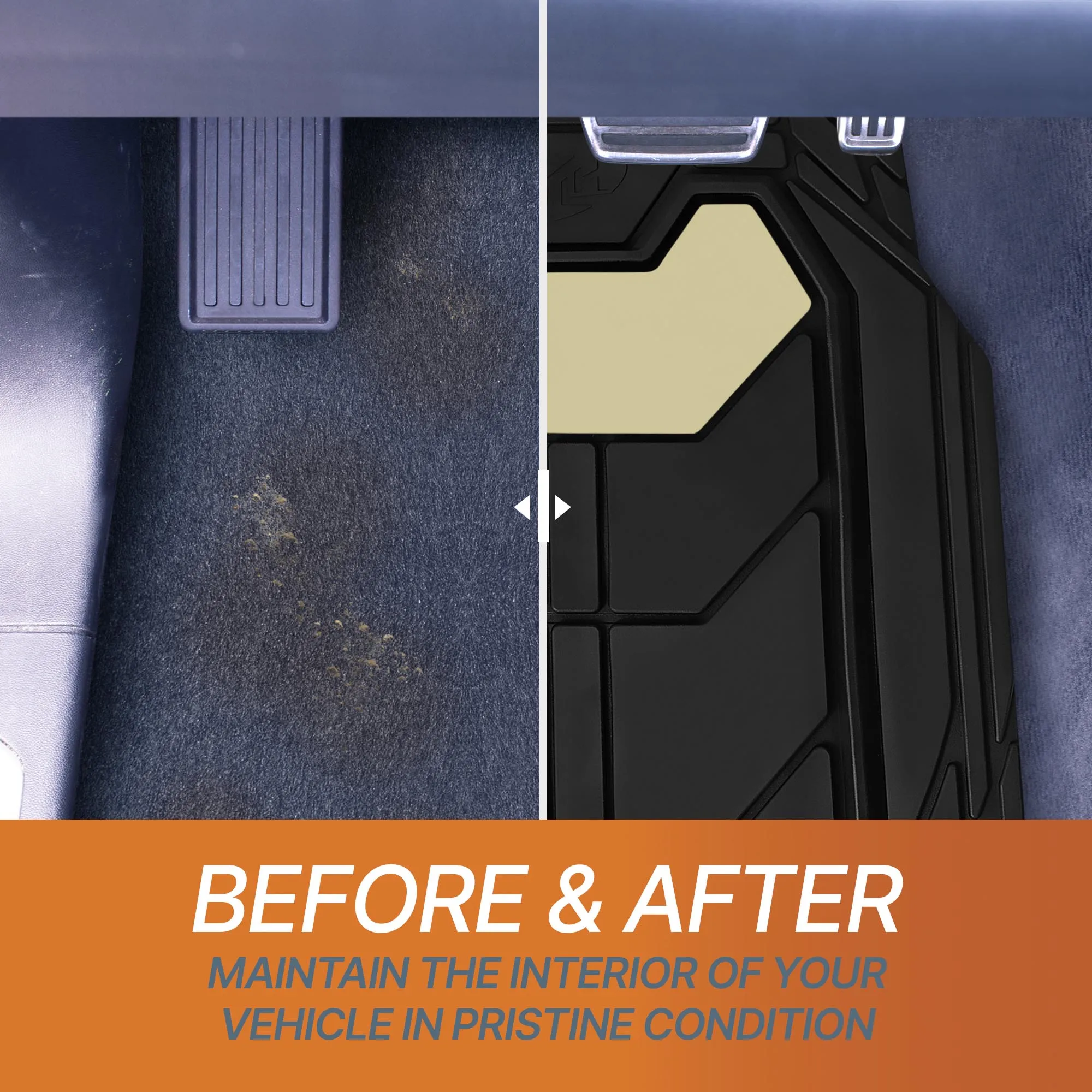 Bold Geometric Car Floor Mats - Full Set Beige