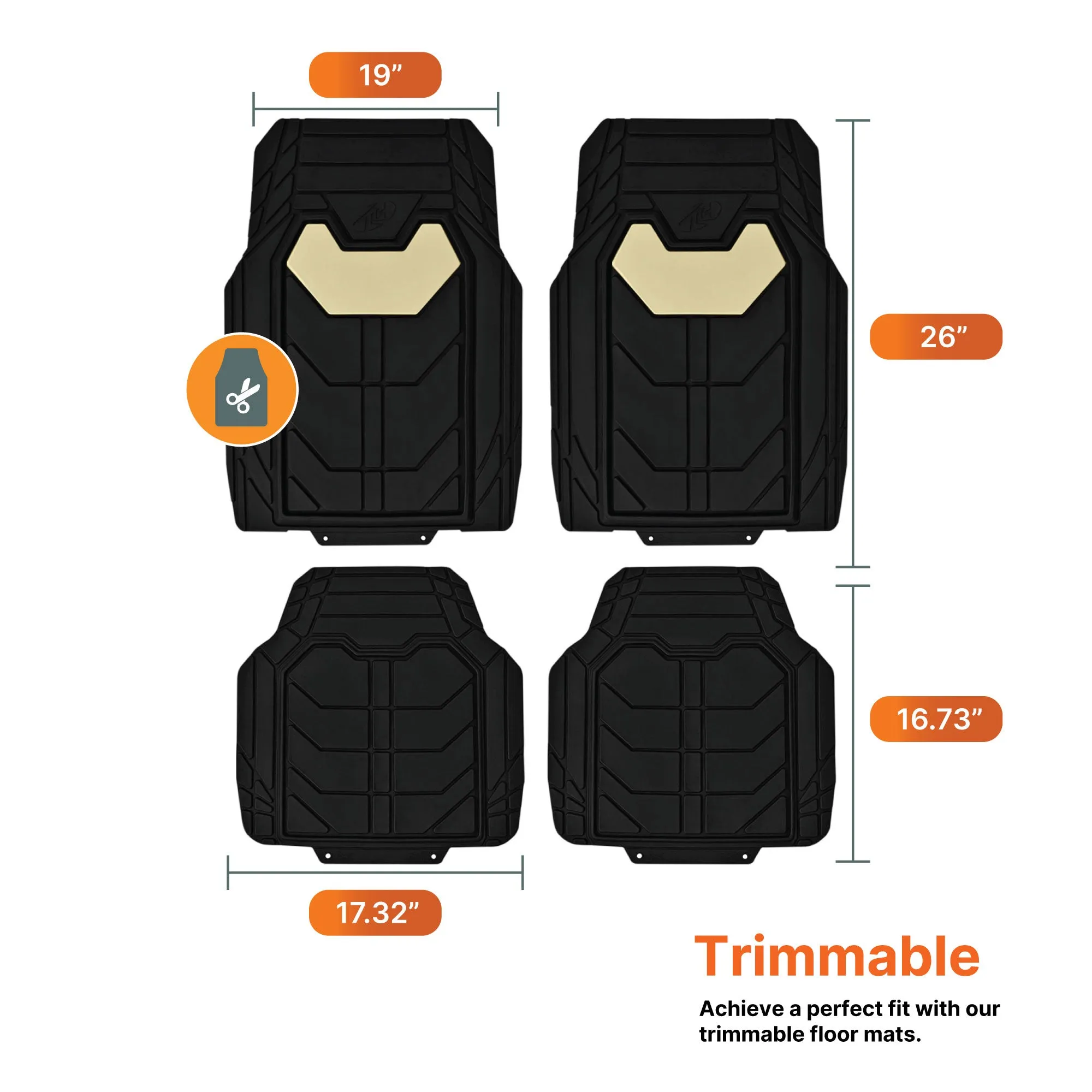 Bold Geometric Car Floor Mats - Full Set Beige