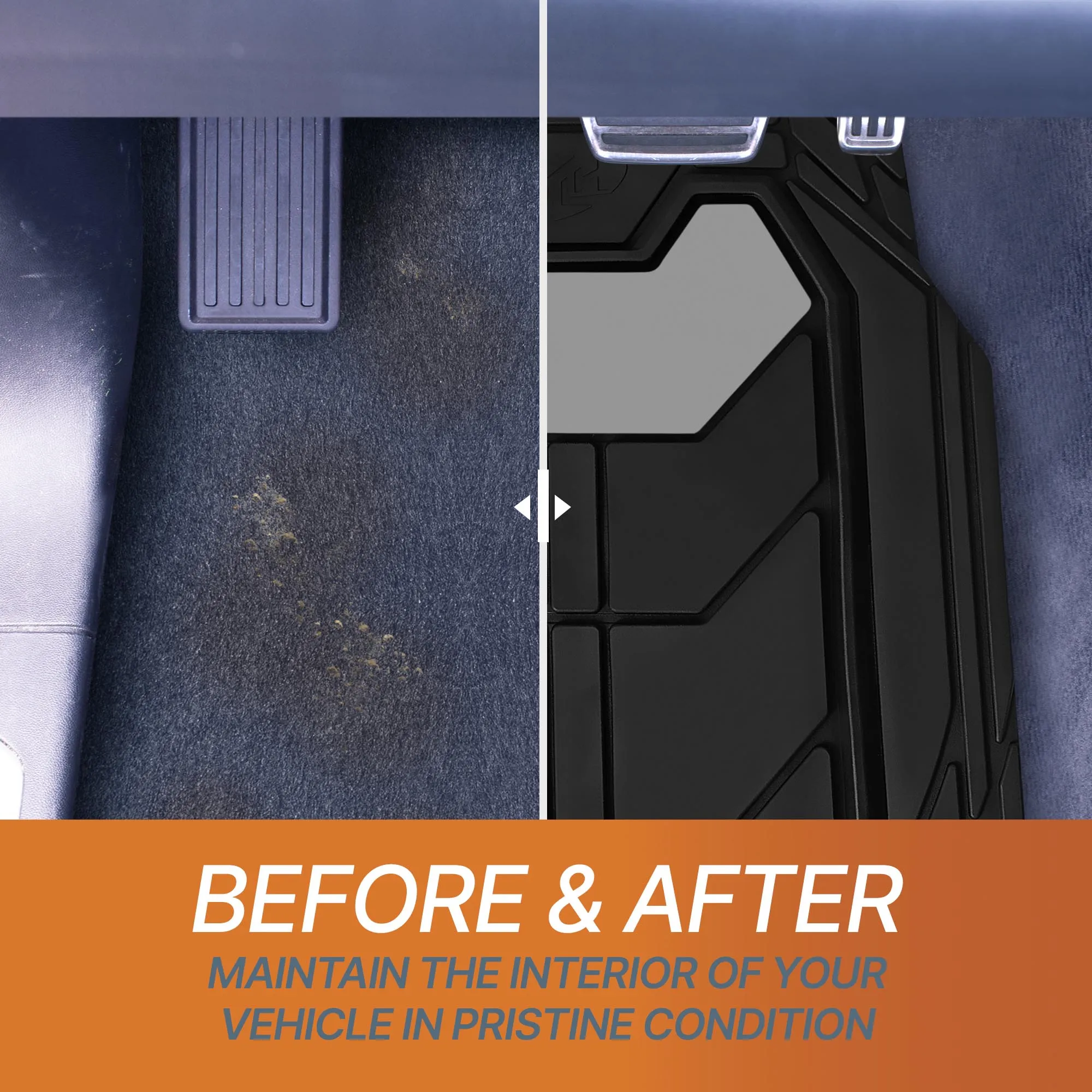 Bold Geometric Car Floor Mats - Full Set Gray