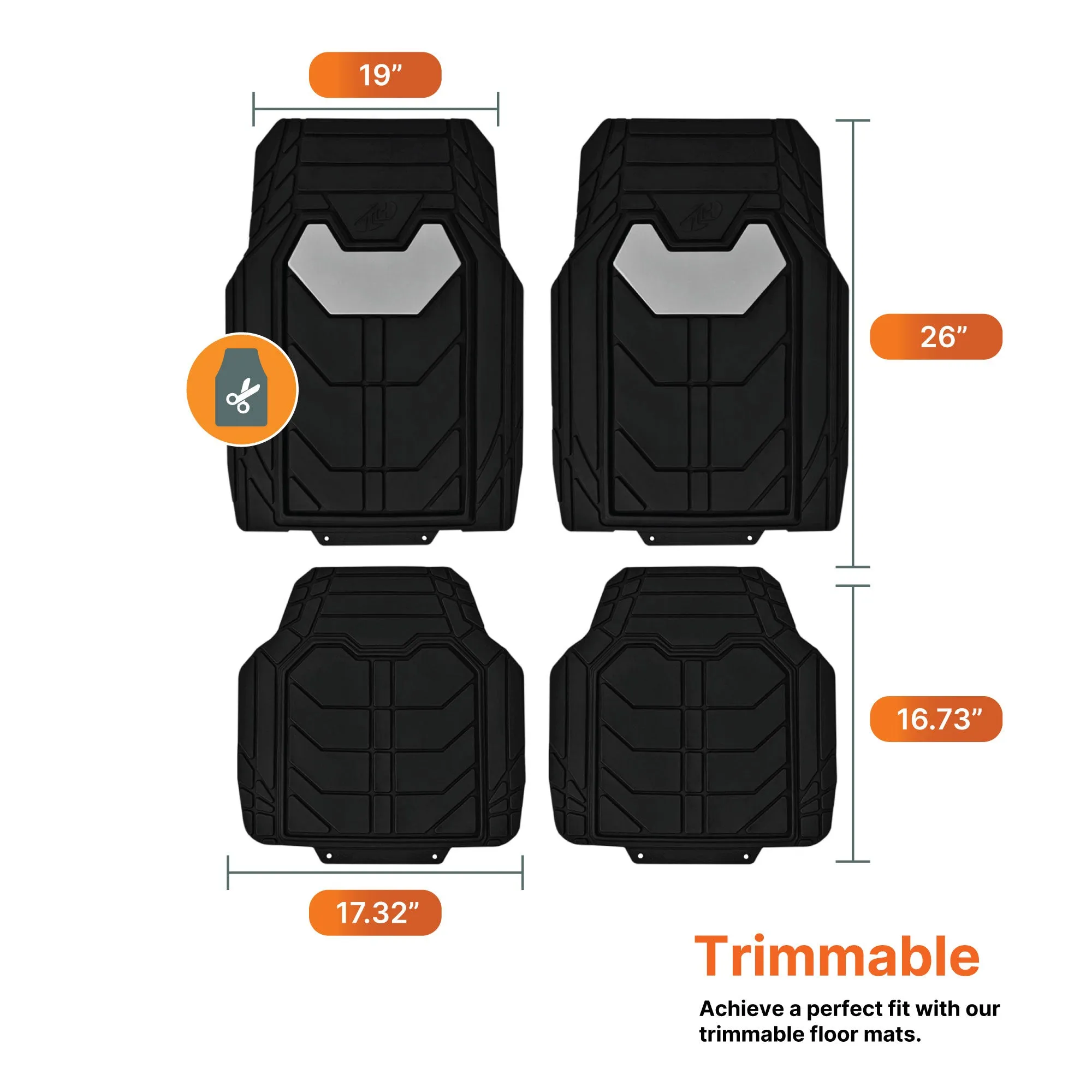 Bold Geometric Car Floor Mats - Full Set Gray