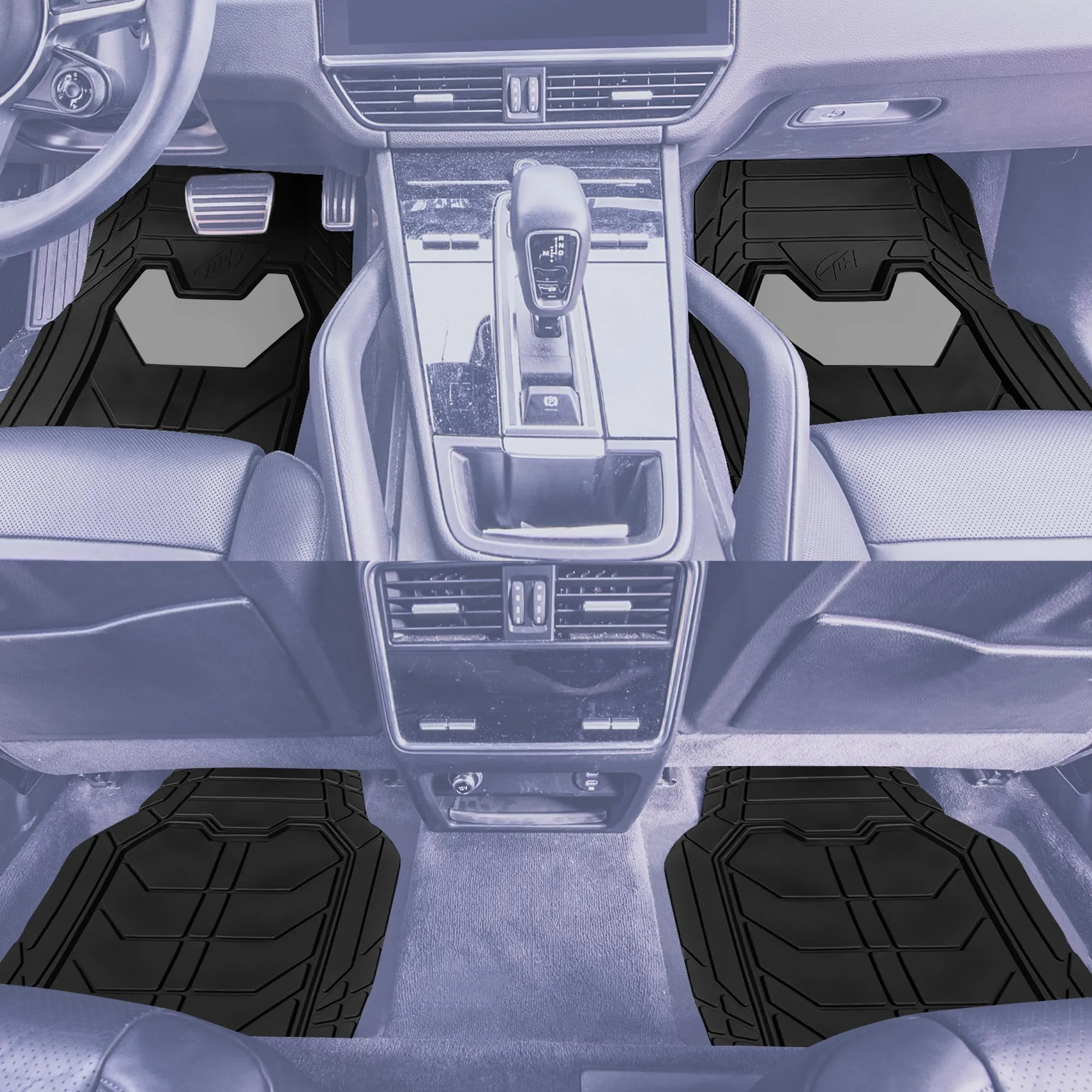 Bold Geometric Car Floor Mats - Full Set Gray