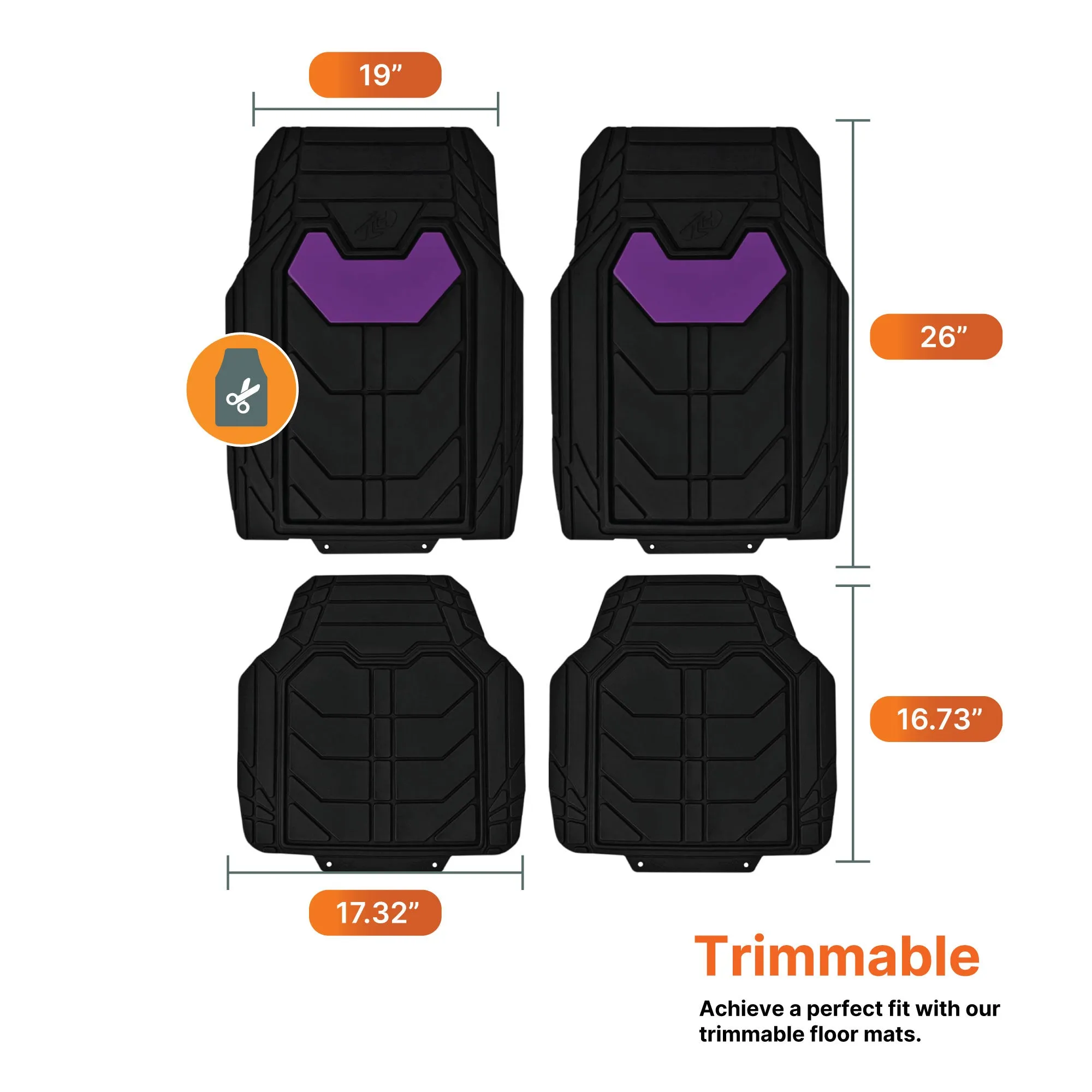 Bold Geometric Car Floor Mats - Full Set Purple