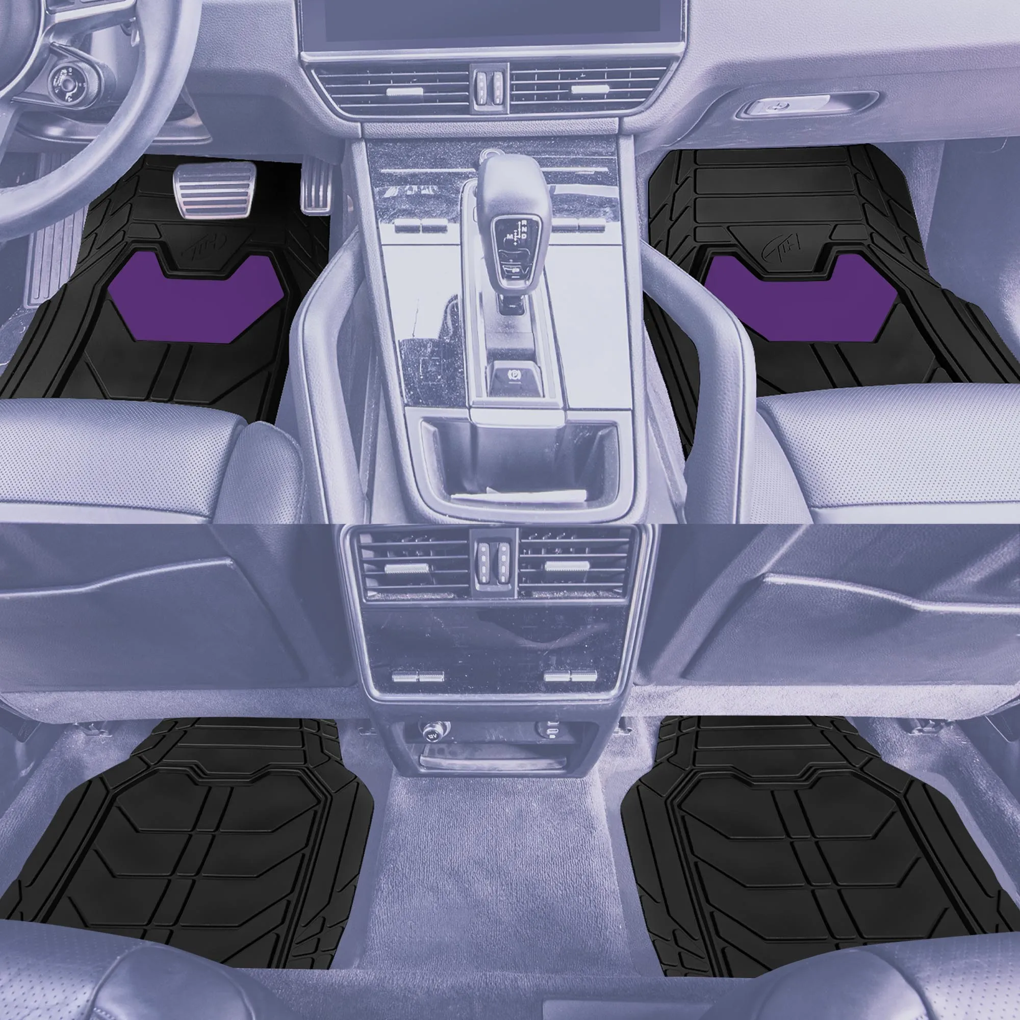 Bold Geometric Car Floor Mats - Full Set Purple