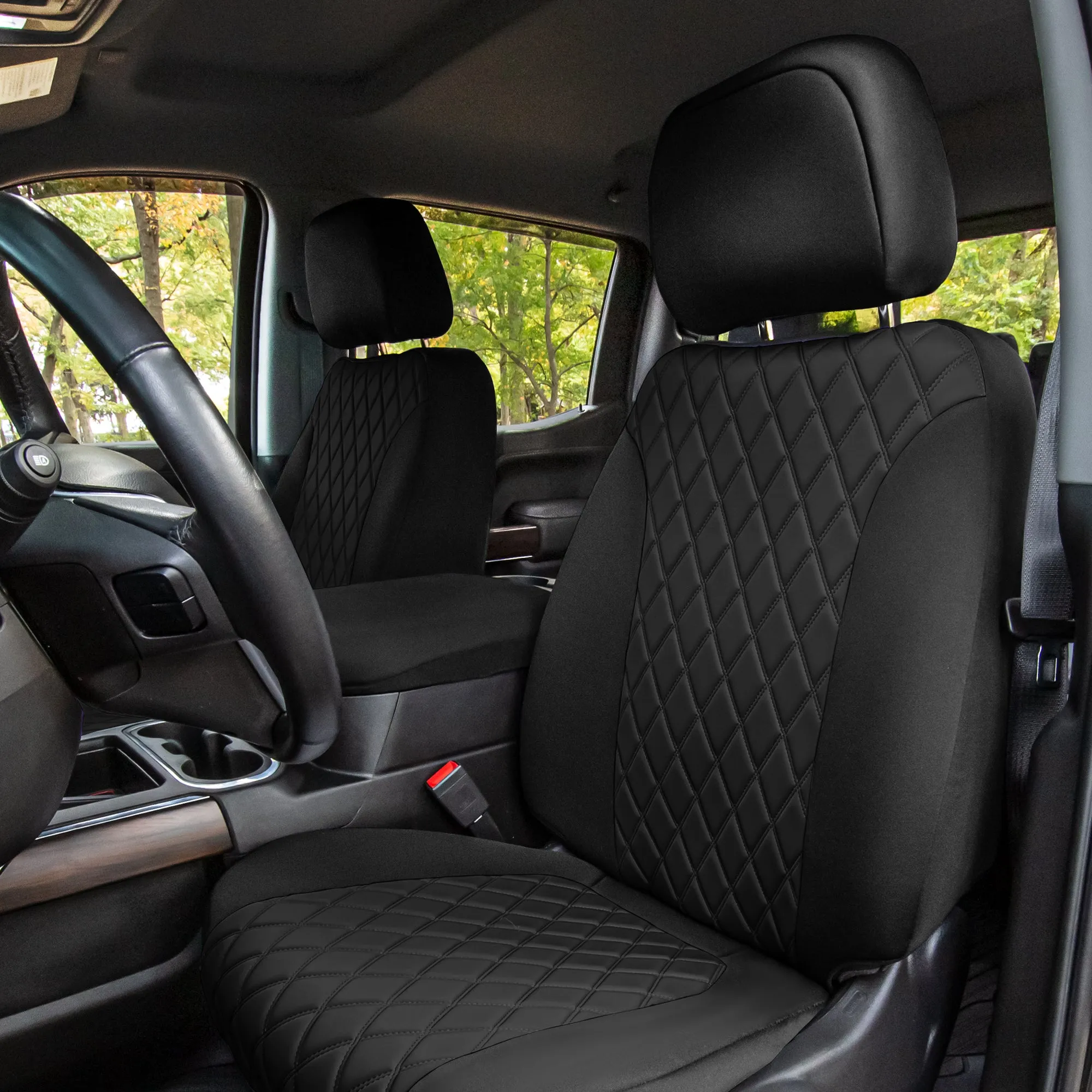 Chevrolet Silverado 1500 2500HD 3500HD WT | LT  2019 - 2023 - Full Set Seat Covers - Black Ultraflex Neoprene