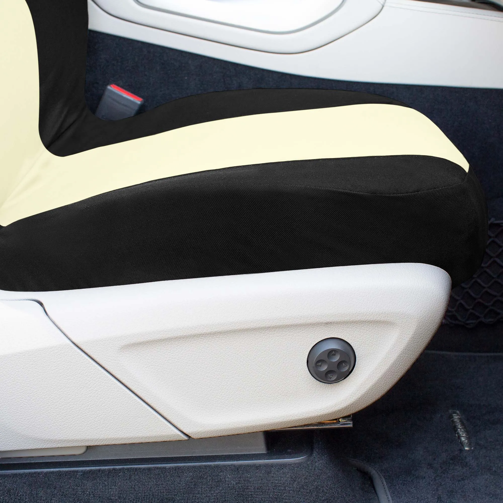 Chevron Flat Cloth Car Seat Covers Full Set - Beige
