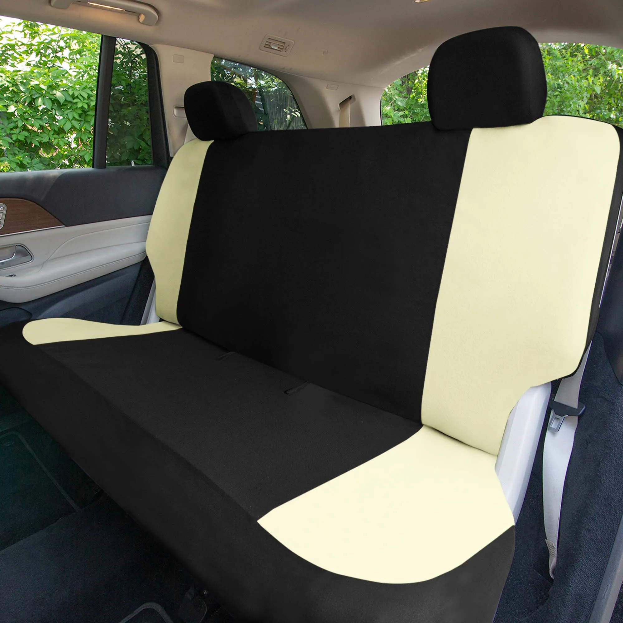 Chevron Flat Cloth Car Seat Covers Full Set - Beige