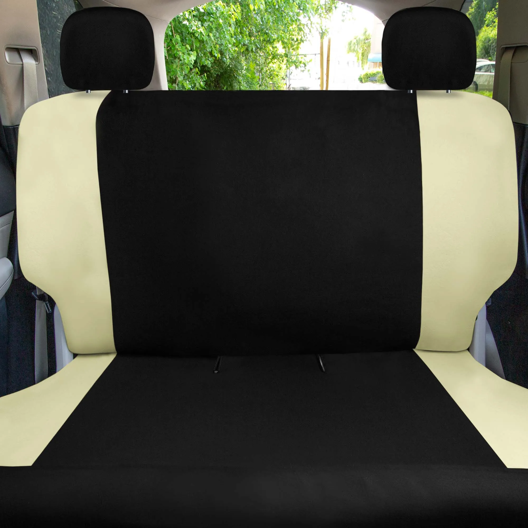 Chevron Flat Cloth Car Seat Covers Full Set - Beige