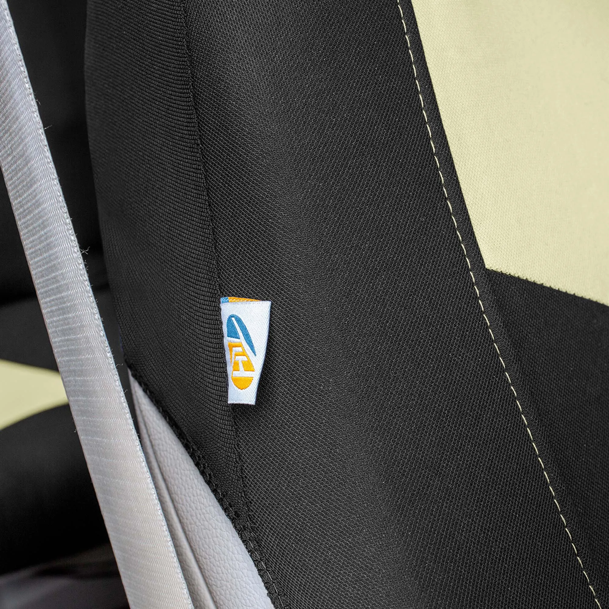 Chevron Flat Cloth Car Seat Covers Full Set - Beige