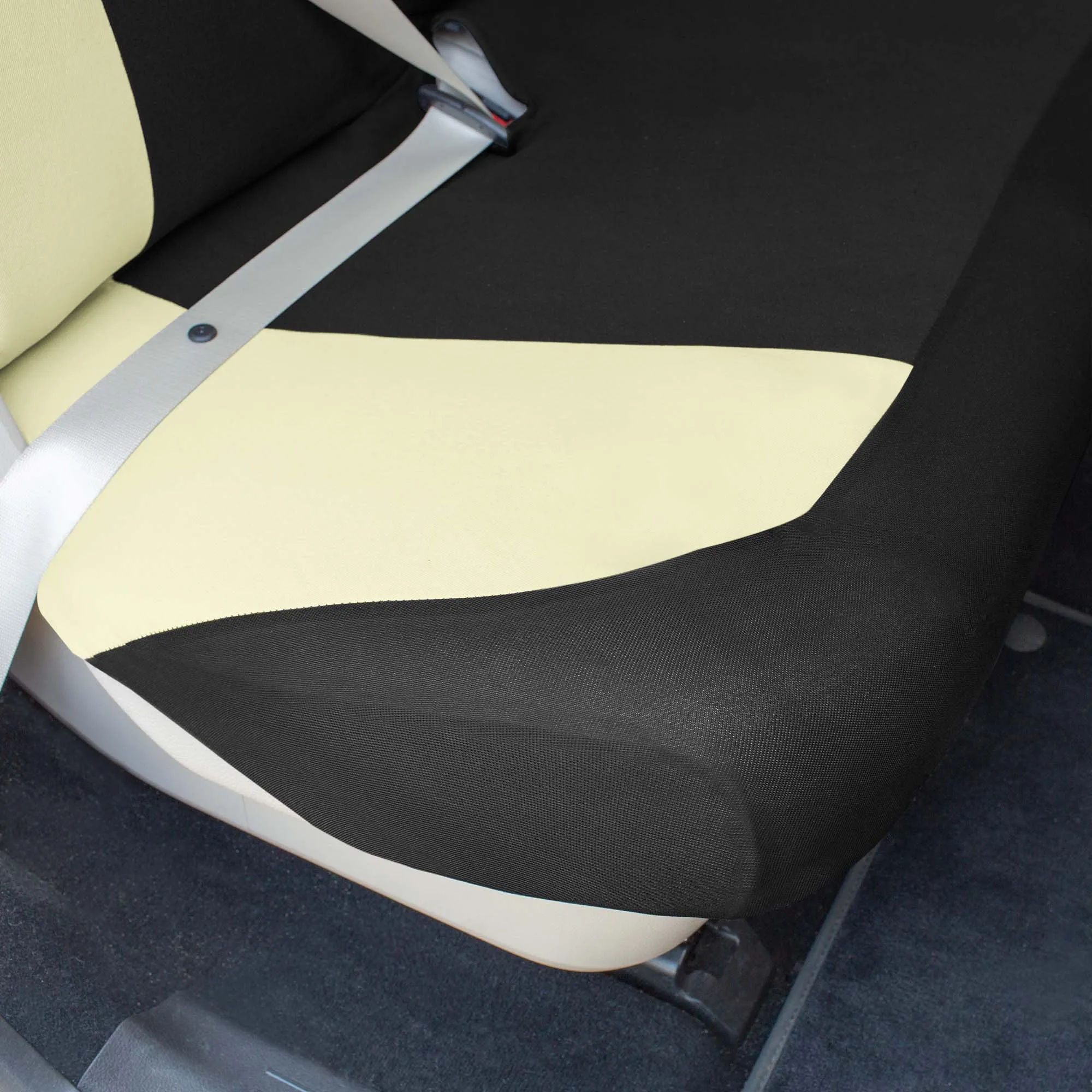 Chevron Flat Cloth Car Seat Covers Full Set - Beige
