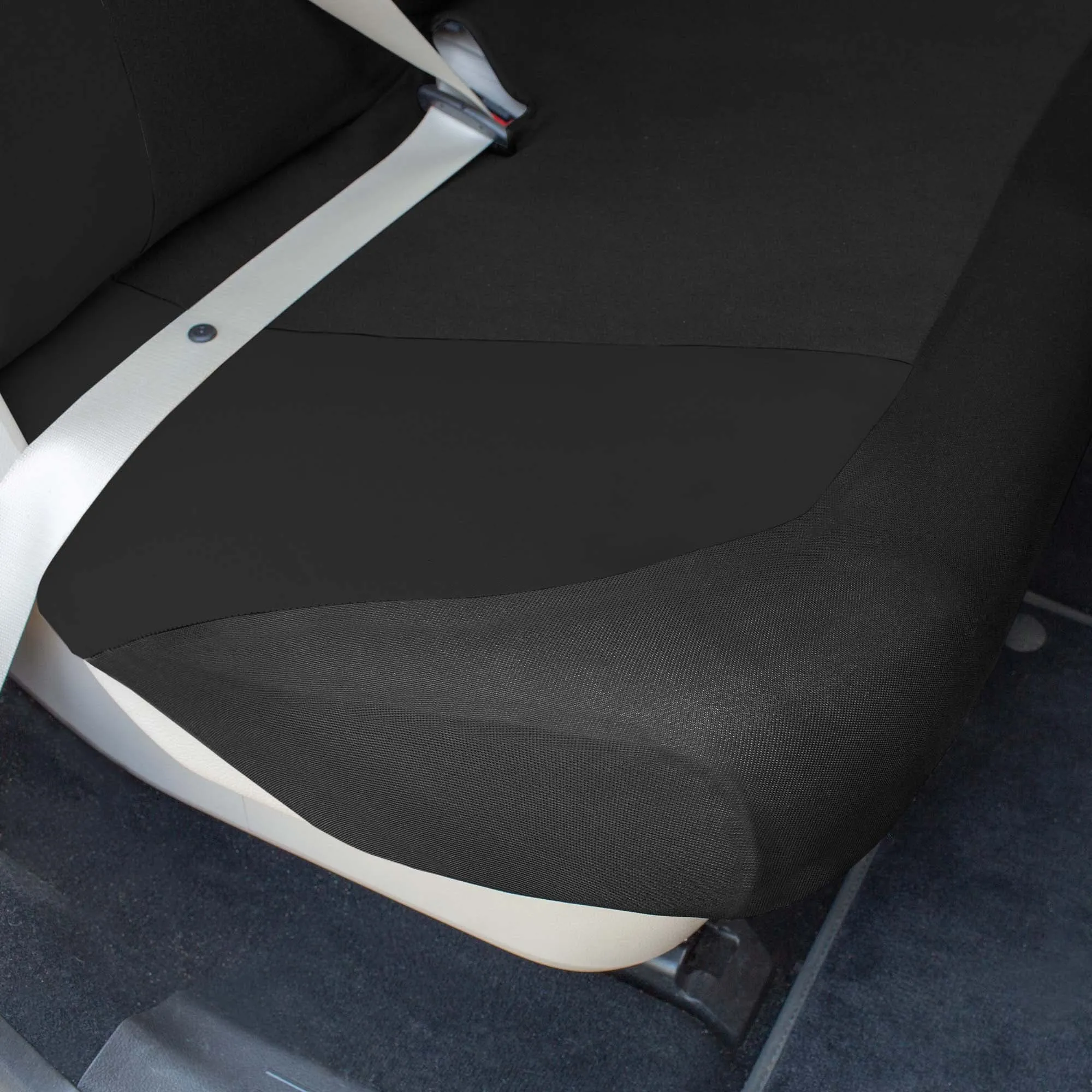 Chevron Flat Cloth Car Seat Covers Full Set - Black
