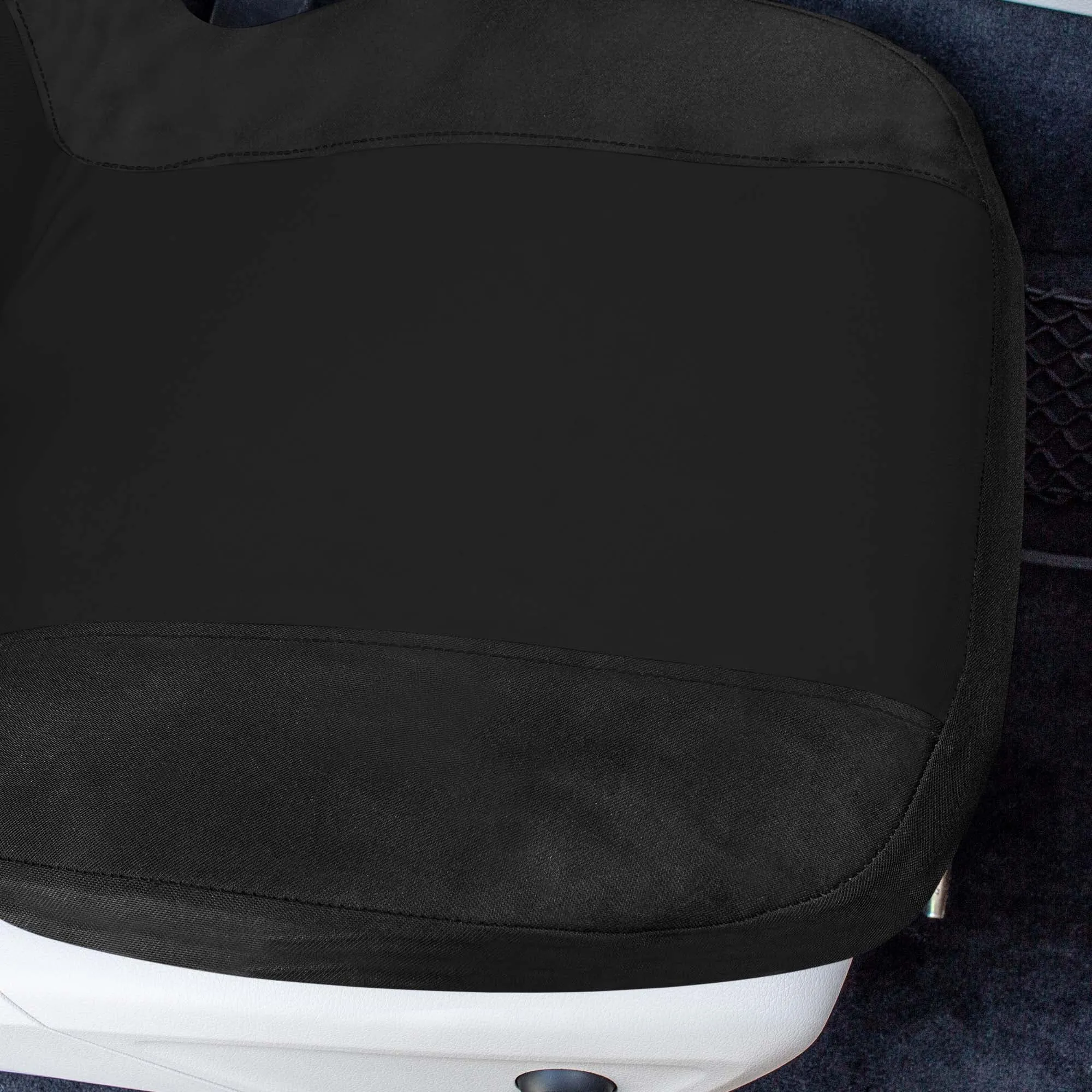 Chevron Flat Cloth Car Seat Covers Full Set - Black