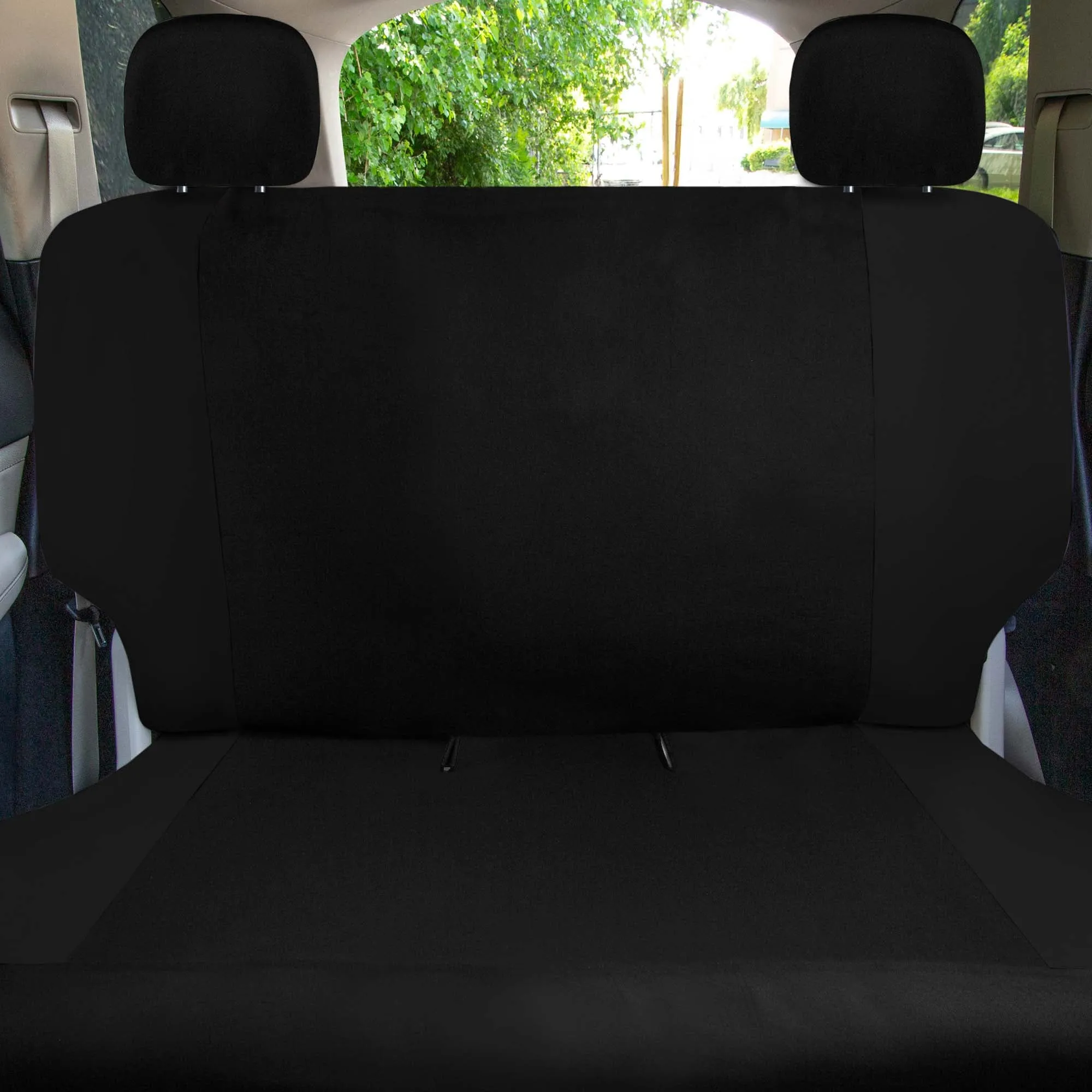 Chevron Flat Cloth Car Seat Covers Full Set - Black
