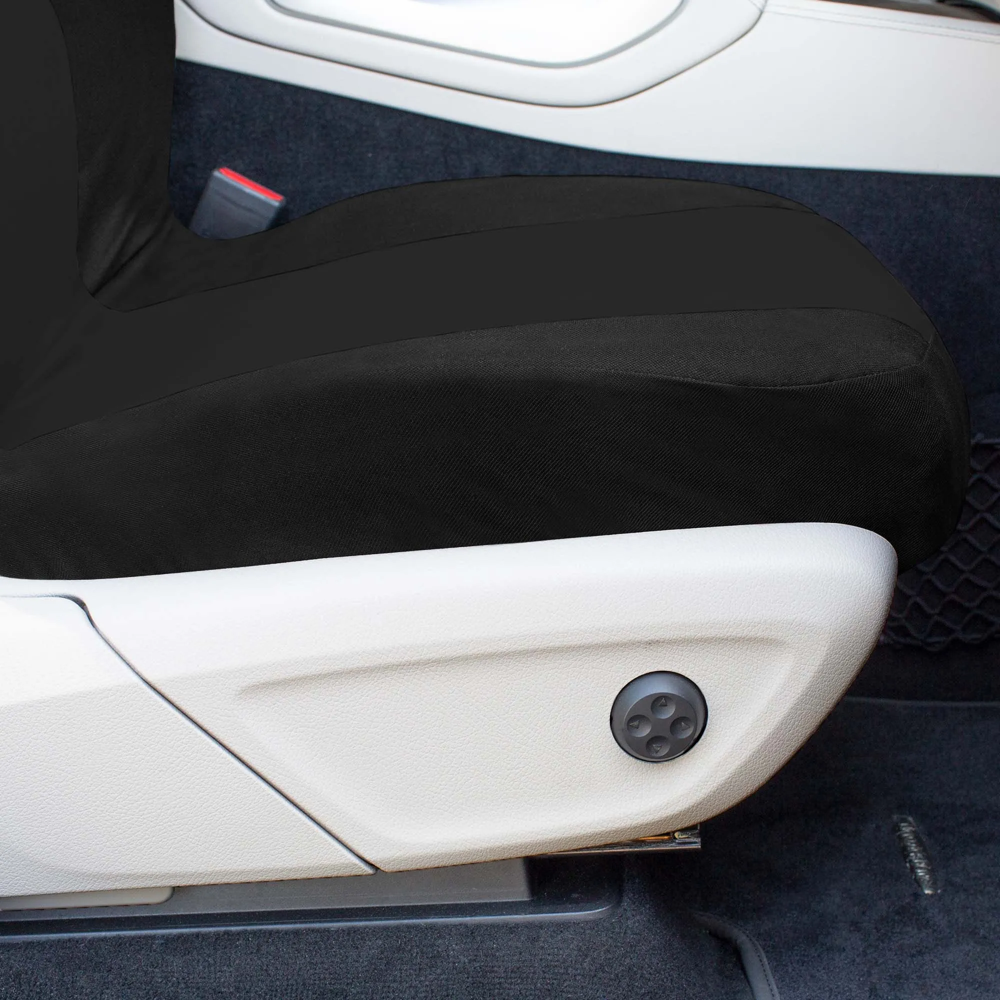 Chevron Flat Cloth Car Seat Covers Full Set - Black