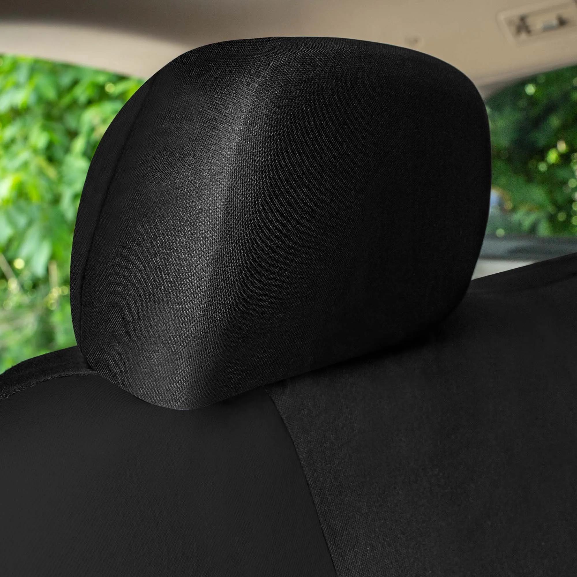 Chevron Flat Cloth Car Seat Covers Full Set - Black
