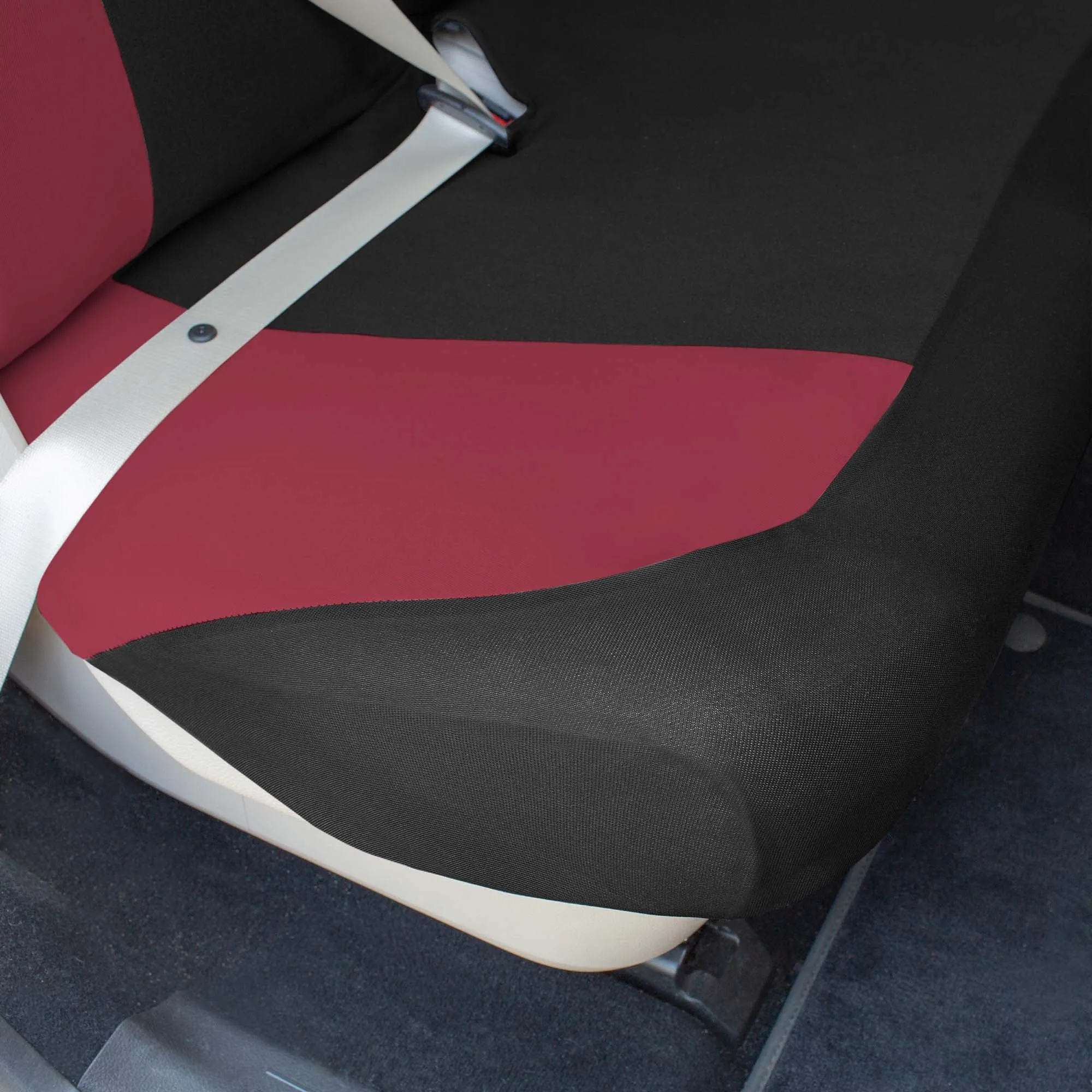 Chevron Flat Cloth Car Seat Covers Full Set - Burgundy