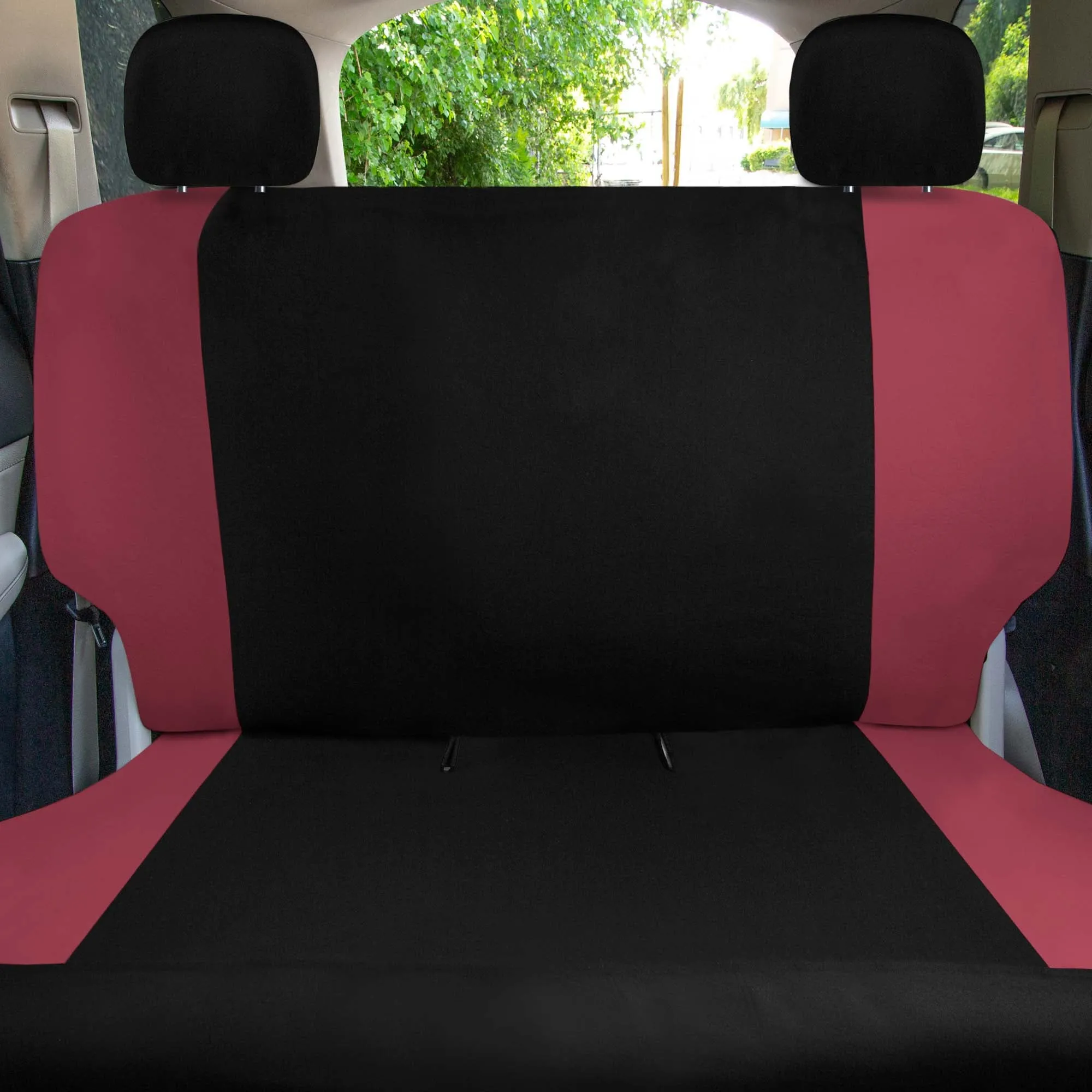 Chevron Flat Cloth Car Seat Covers Full Set - Burgundy