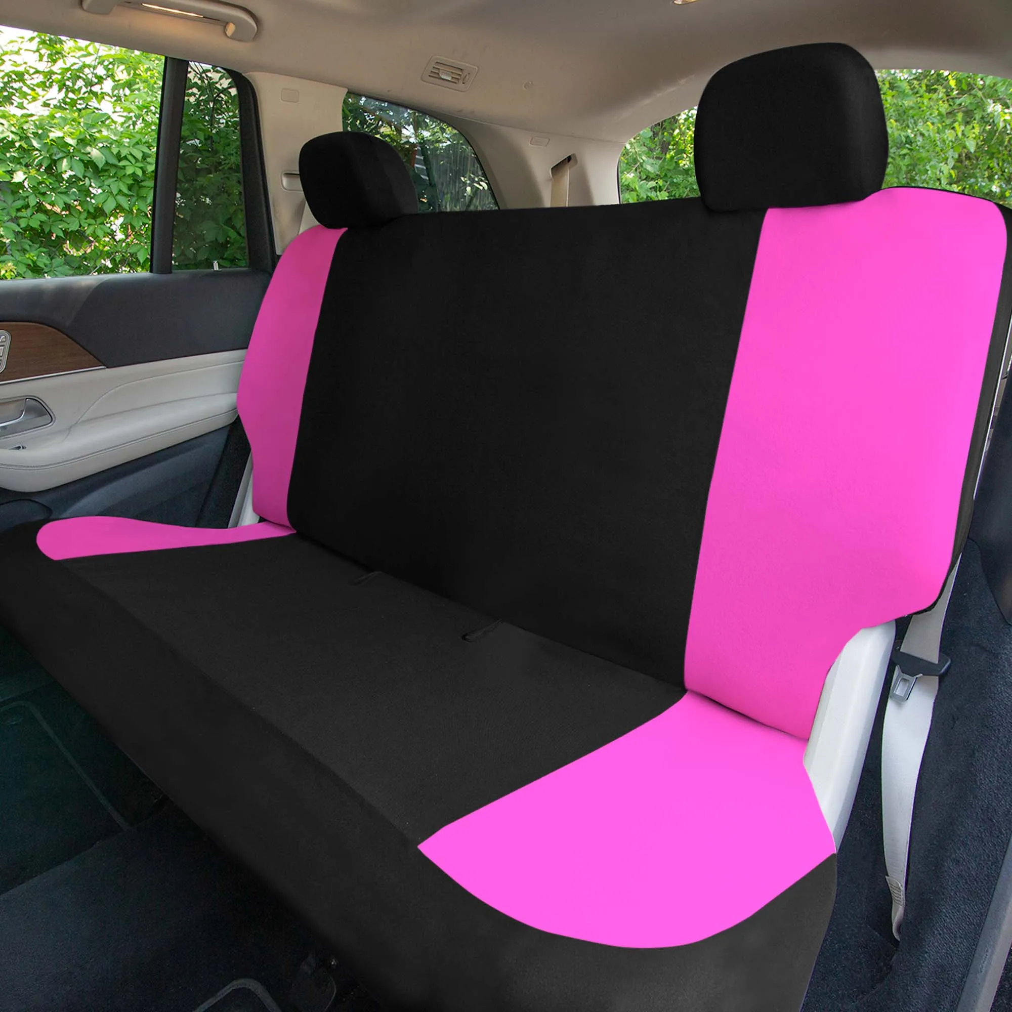 Chevron Flat Cloth Car Seat Covers Full Set - Pink