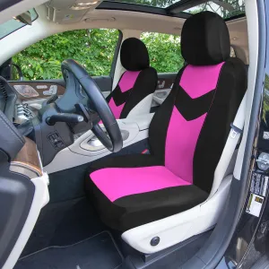 Chevron Flat Cloth Car Seat Covers Full Set - Pink