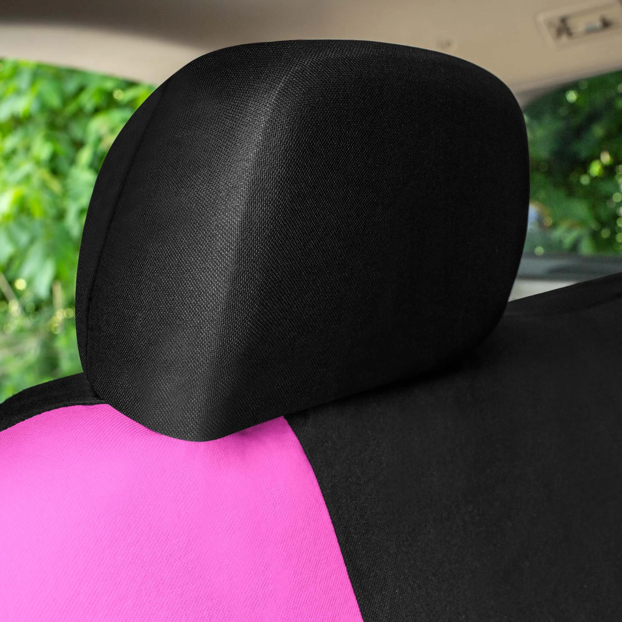 Chevron Flat Cloth Car Seat Covers Full Set - Pink
