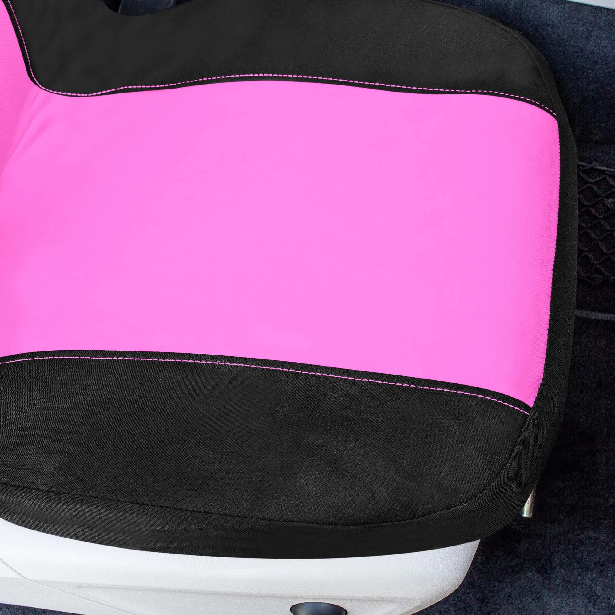 Chevron Flat Cloth Car Seat Covers Full Set - Pink
