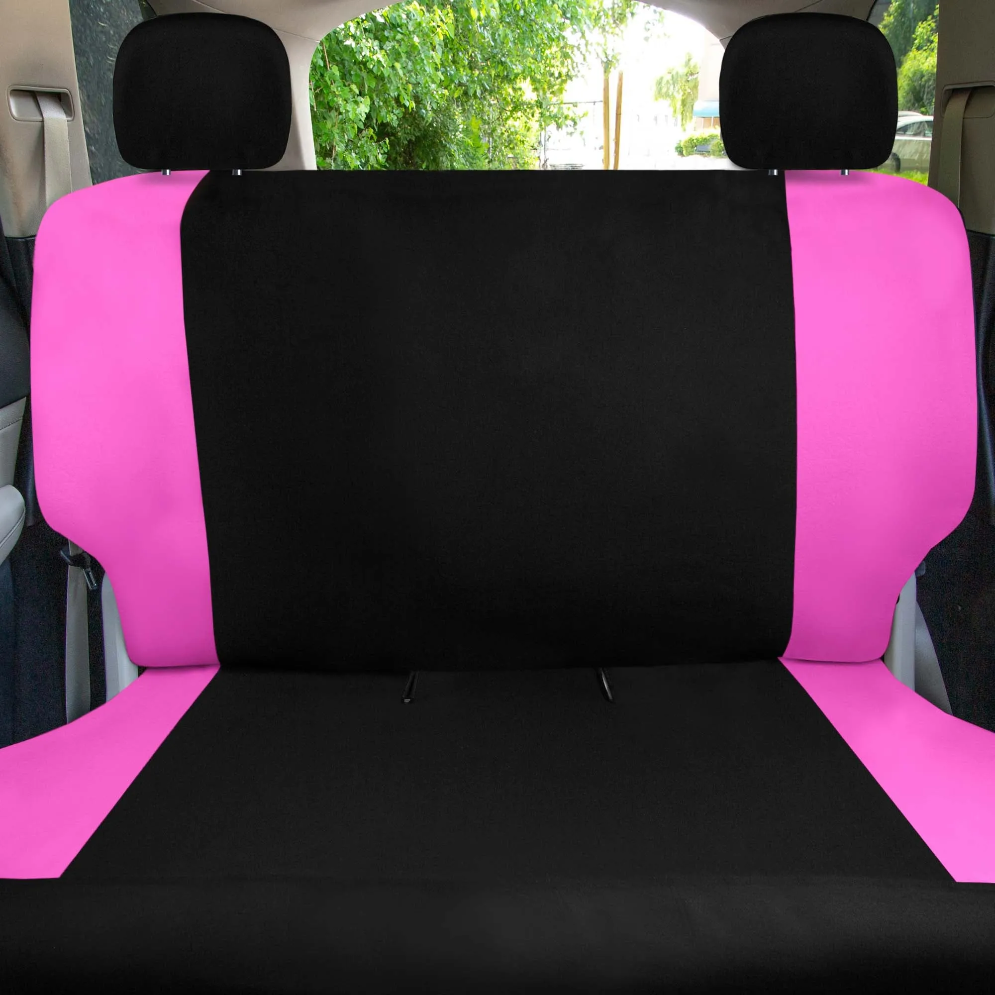 Chevron Flat Cloth Car Seat Covers Full Set - Pink