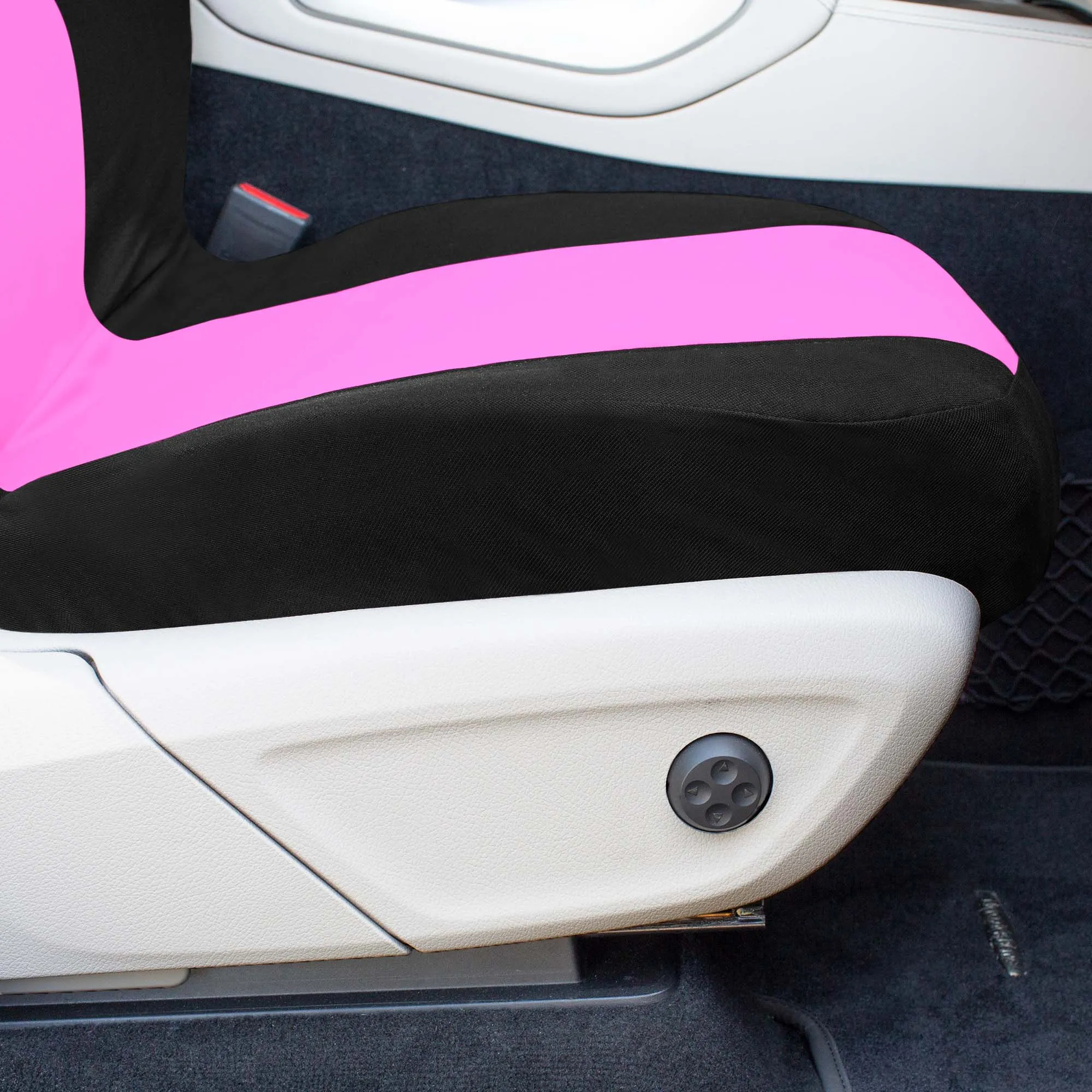Chevron Flat Cloth Car Seat Covers Full Set - Pink