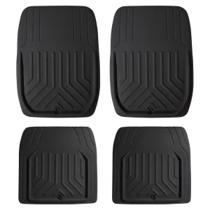 Faux Leather Deep Tray Floor Mats Full Set - Black