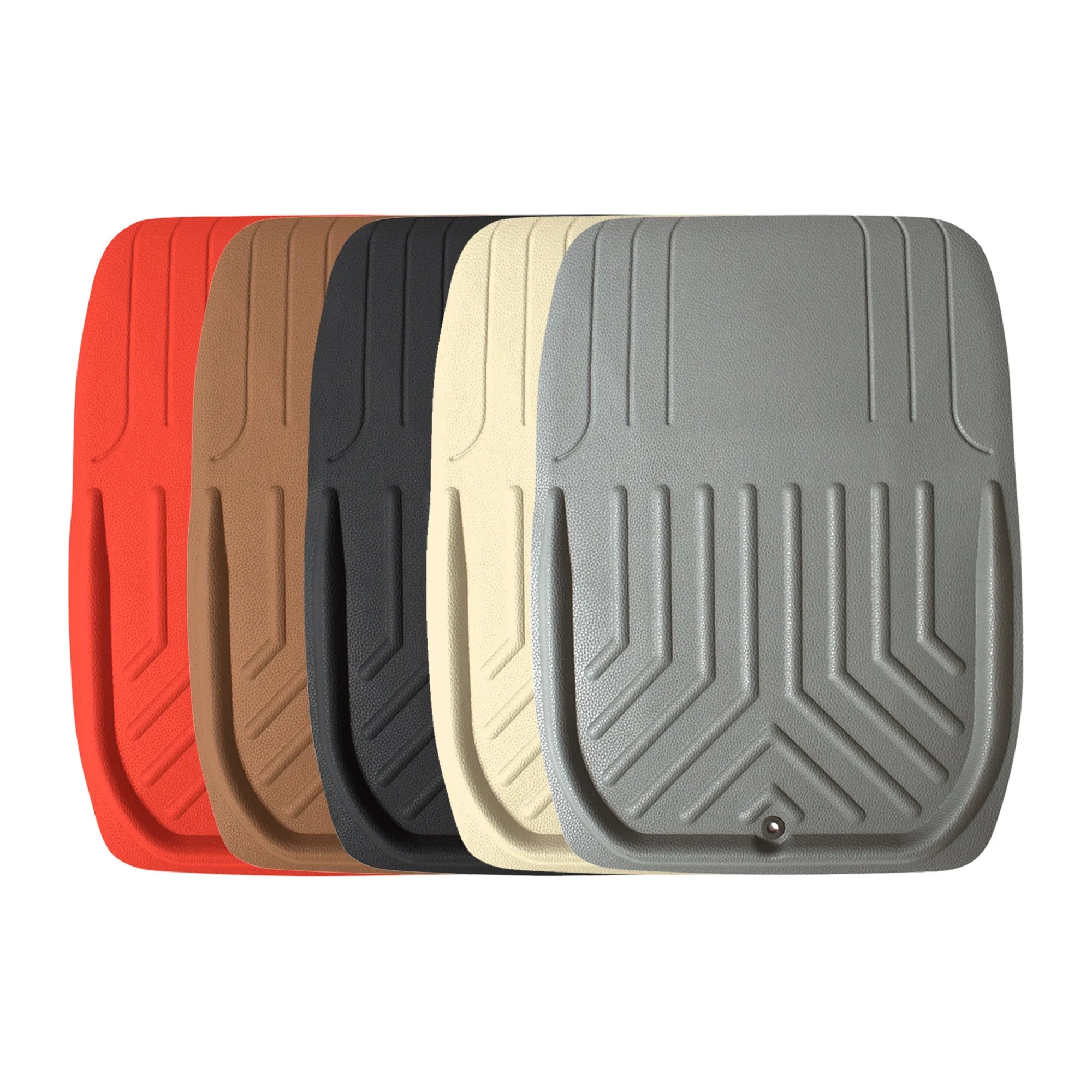 Faux Leather Deep Tray Floor Mats Full Set - Brown