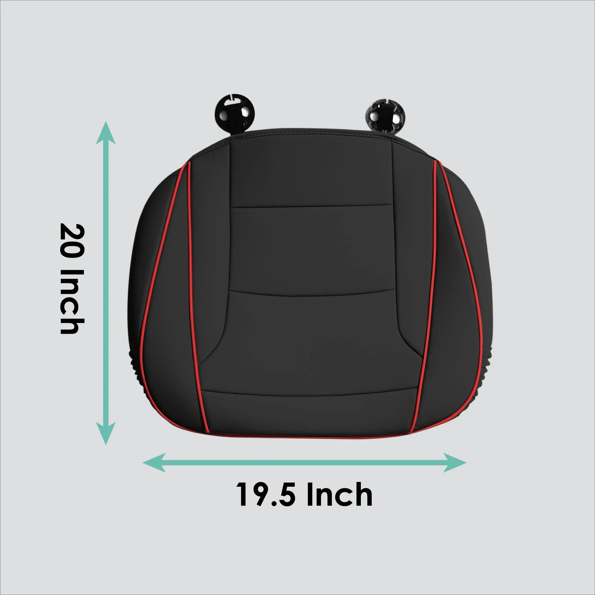 Faux Leather Seat Cushion Pad - 2 Piece Front Set Black/Red Trim
