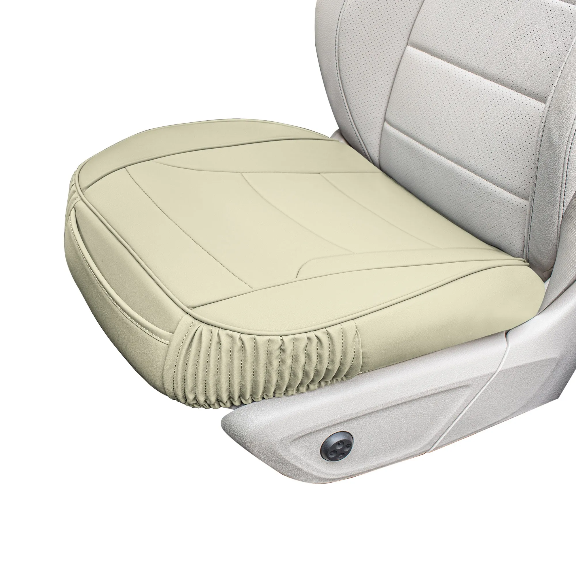 Faux Leather Seat Cushion Pad - 2 Piece Front Set Solid Beige