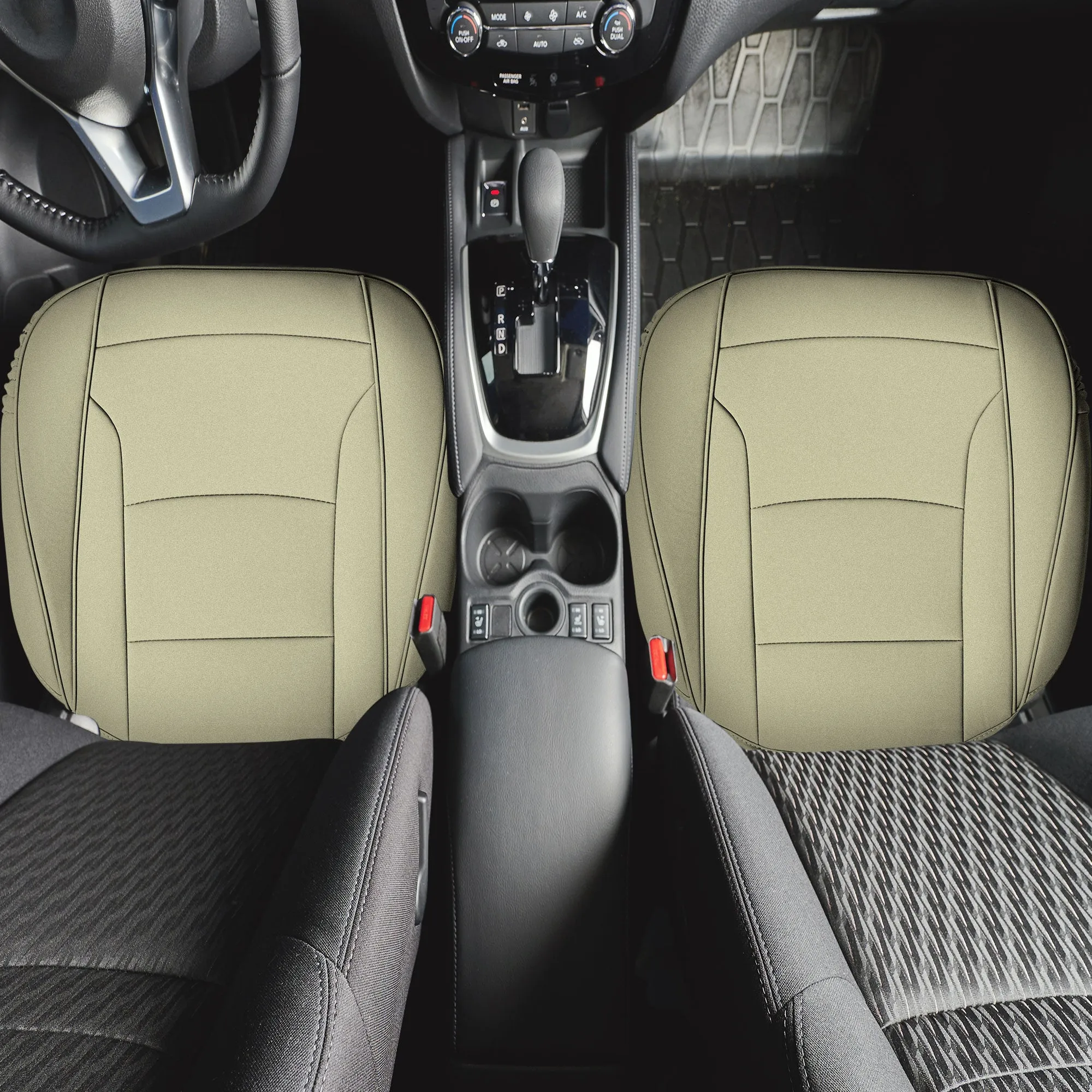 Faux Leather Seat Cushion Pad - 2 Piece Front Set Solid Beige